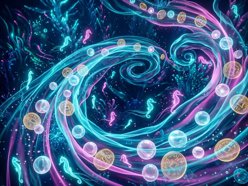 Atmospheric glowing deep sea