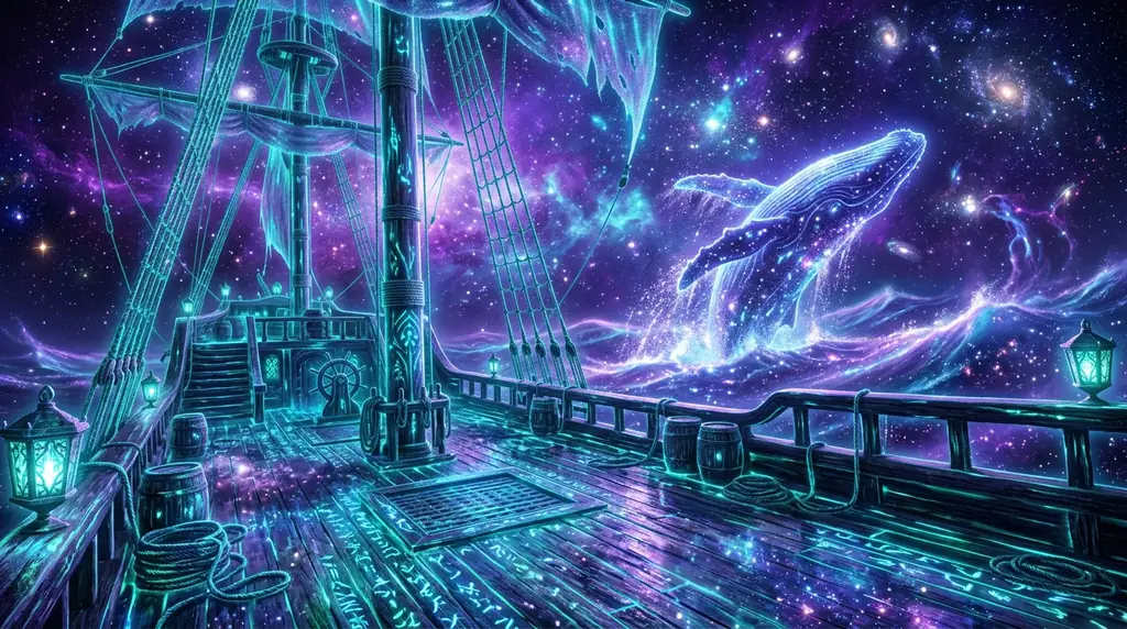 Bioluminescent Galleon in Nebula
