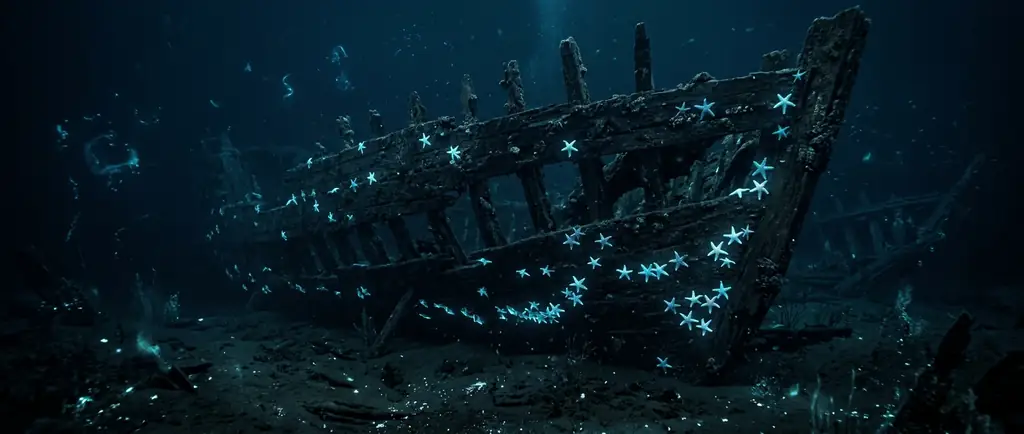 Sunken Shipwreck Wooden Planks